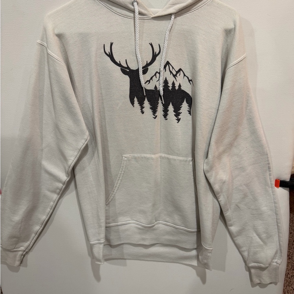 Classic White Hoodie with Nature Graphic